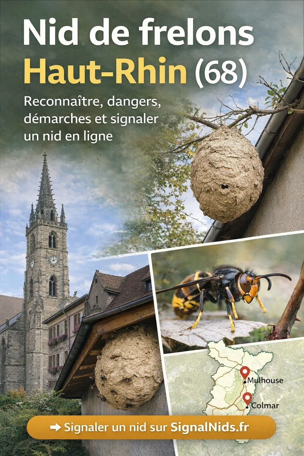 Nid de frelons Haut-Rhin (68) : que faire, qui contacter, comment réagir sans danger