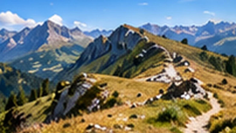 Sentier parcourant une crête de montagne