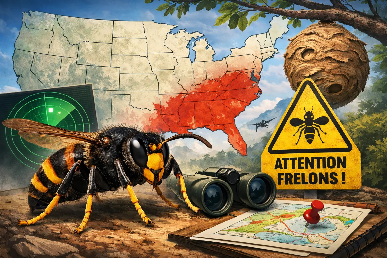Frelon asiatique en Amérique : où en est l’invasion en 2025 et comment signaler un nid