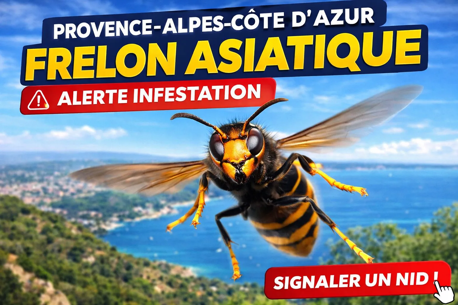 Frelon asiatique en Provence-Alpes-Côte d’Azur (PACA) : zones à risque & signalement