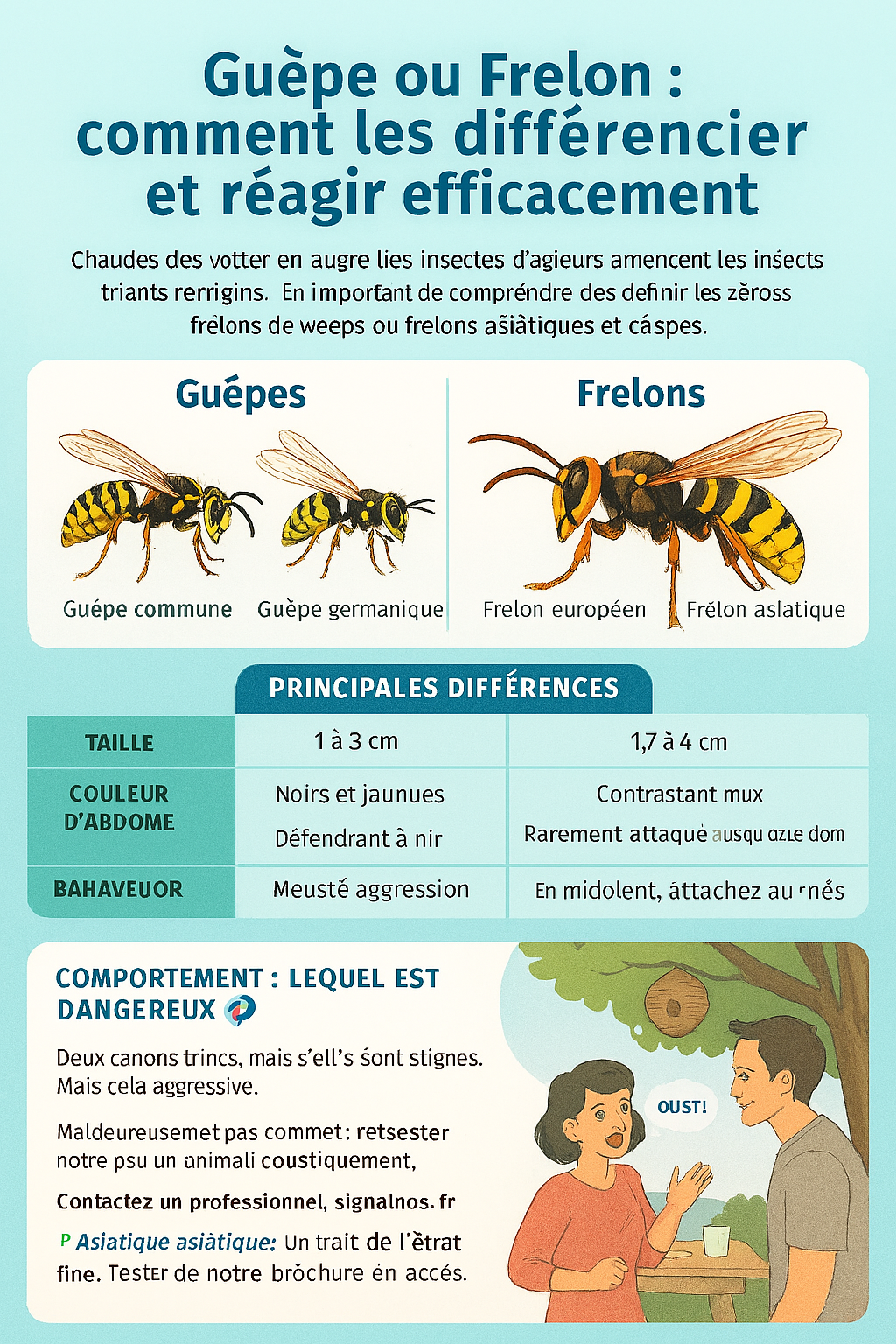 Infographie guêpe vs frelon