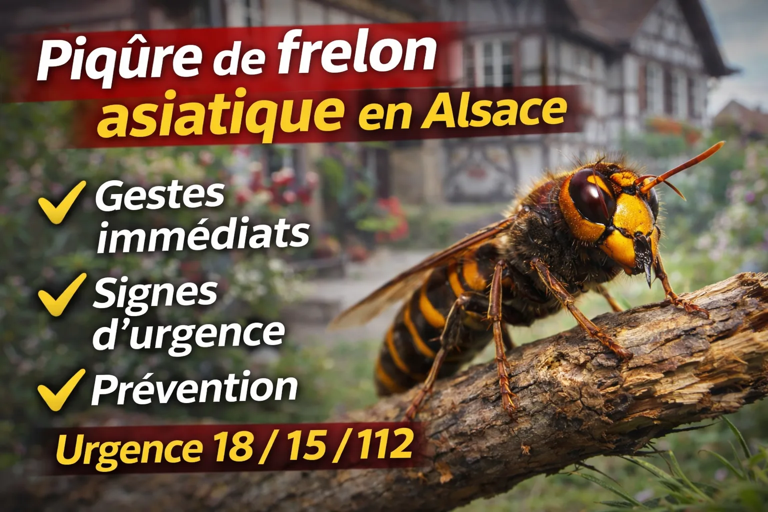 Piqûre de frelon asiatique en Alsace : que faire ? Urgence 18 / 15 / 112