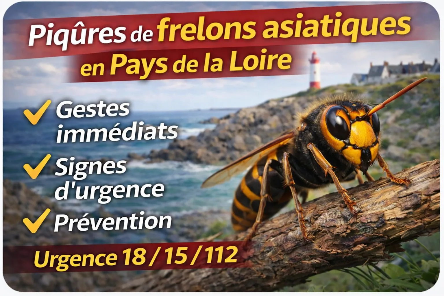Piqûre de frelon asiatique en Pays de la Loire : que faire ? Urgence 18 / 15 / 112