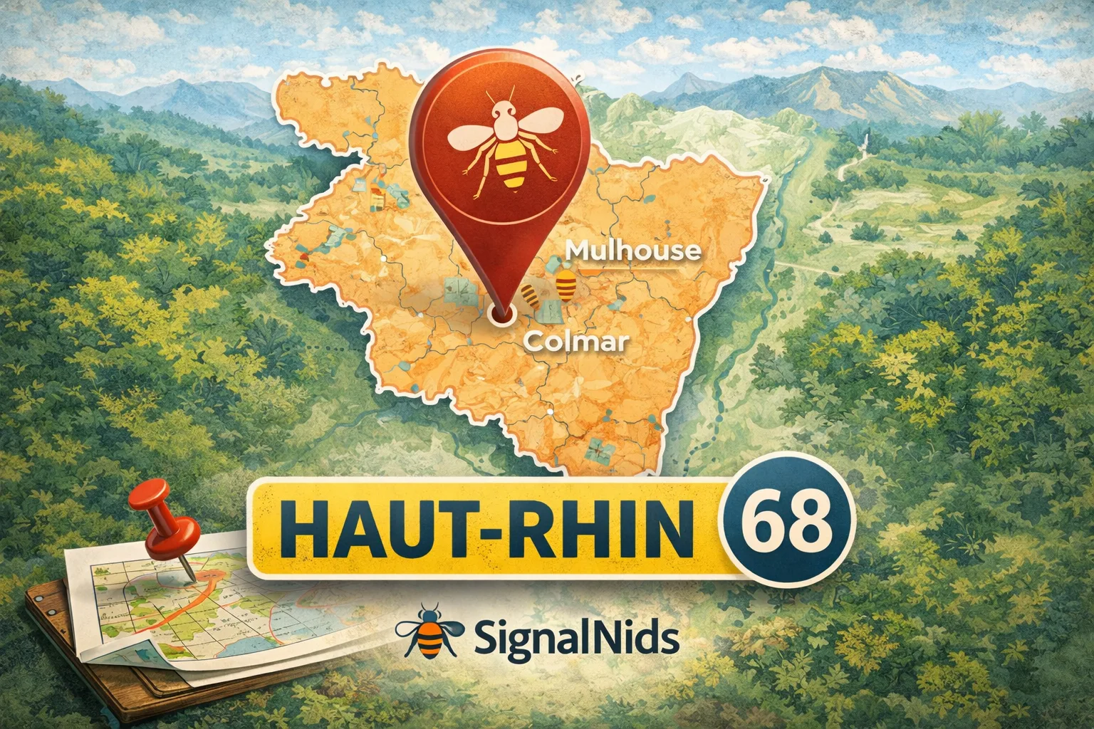 Signaler un frelon asiatique dans le Haut-Rhin (68) : démarches, photos, carte & prise en charge