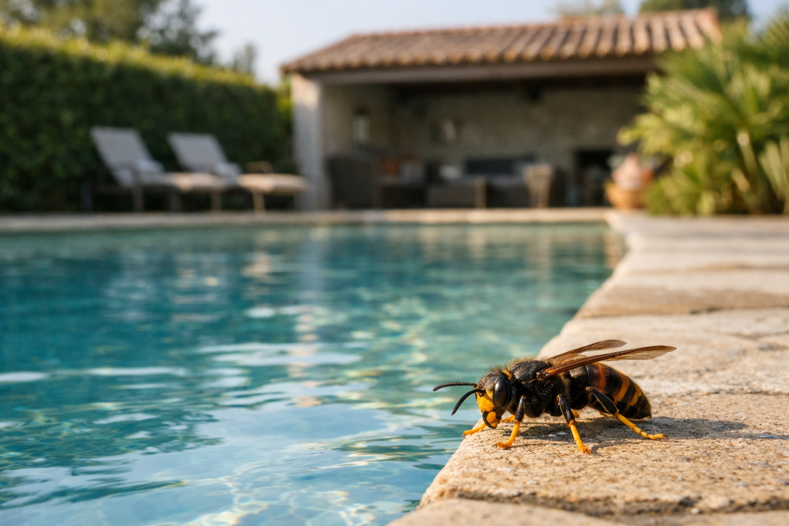 Frelon asiatique près de la piscine : visite isolée ou nid proche ?