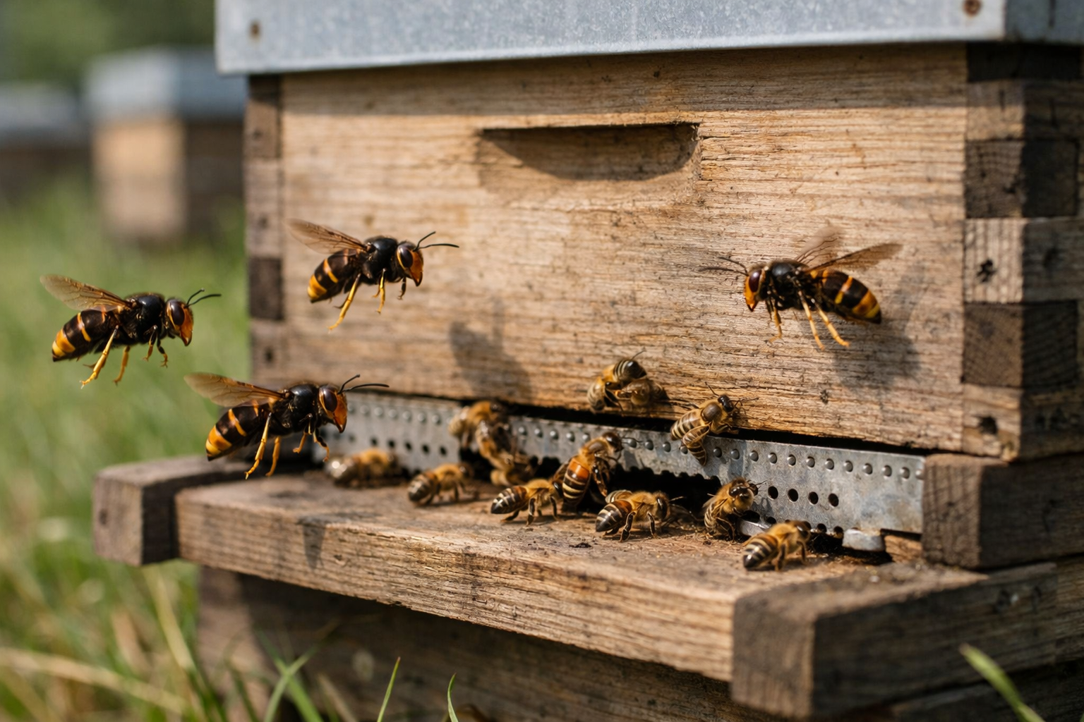 Frelons asiatiques devant la ruche : le seuil qui doit faire réagir