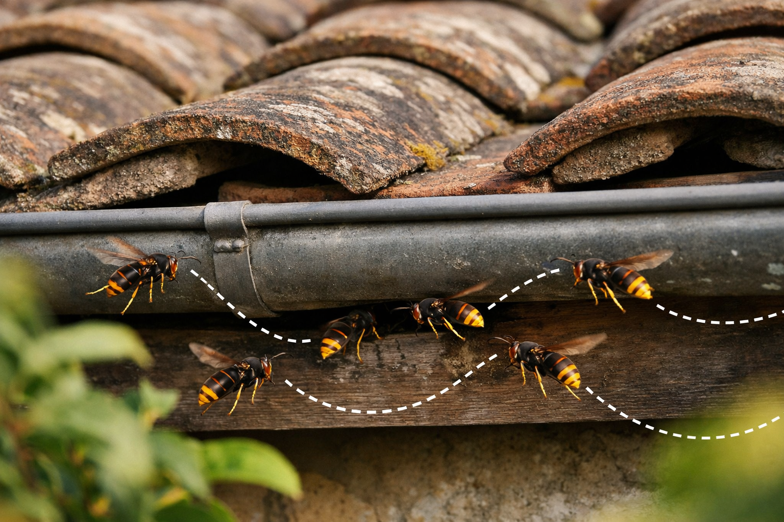 Frelons sous les tuiles ou dans la gouttière : ne bouchez surtout pas leur passage