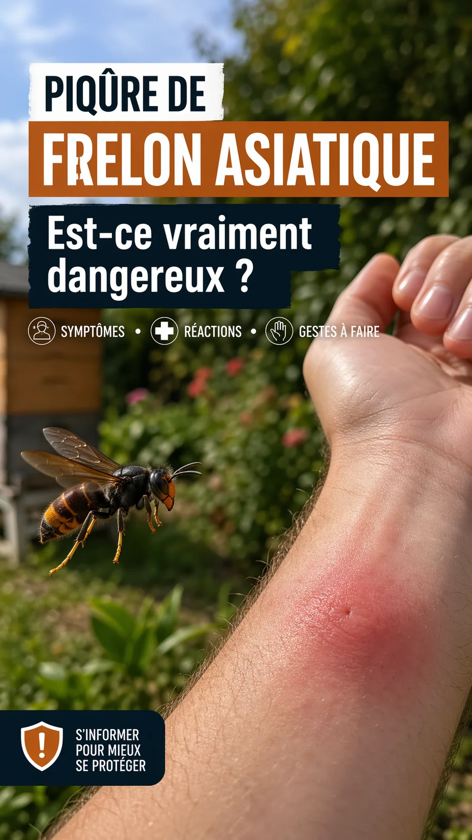 Piqûre de frelon asiatique : symptômes, risques et que faire